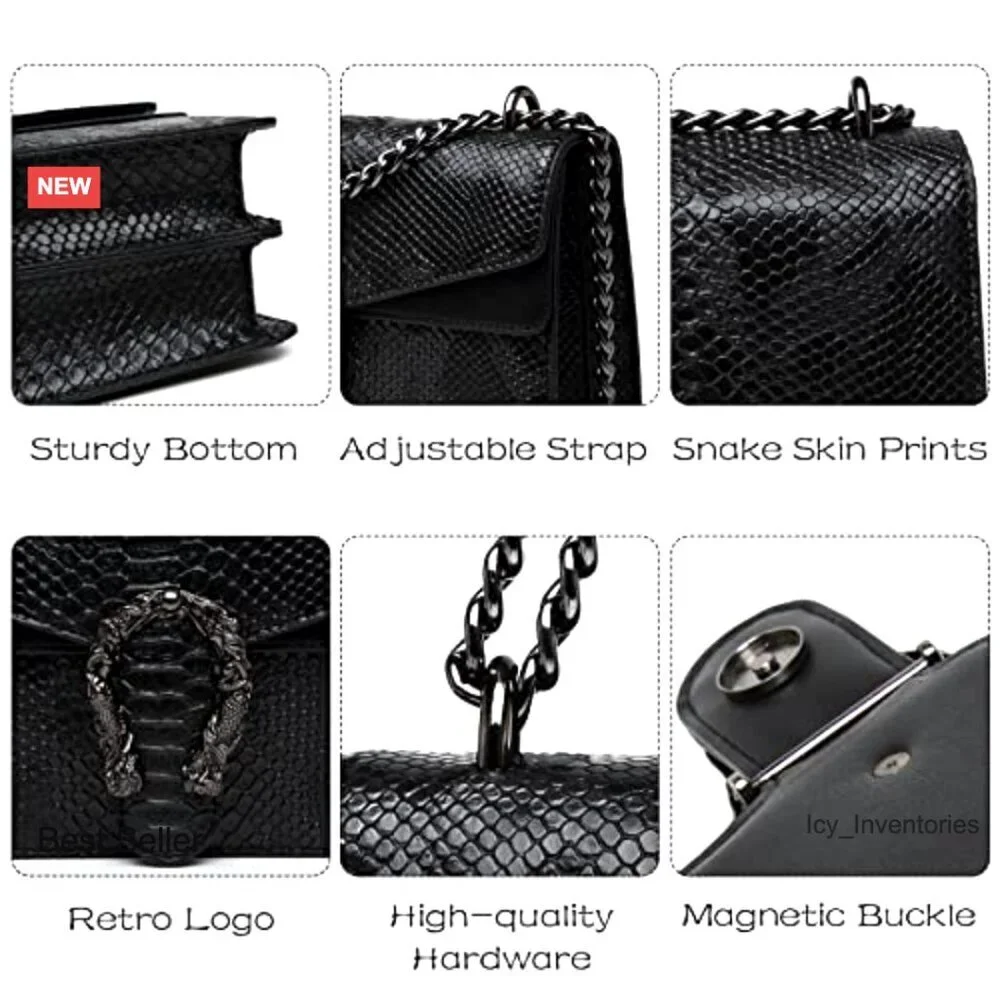 Snake Printed Artificial Leather Crossbody Clutch Evening Bag